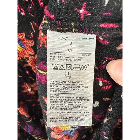 OLD NAVY | Black Multicolor Floral Boho Peasant Blouse Top | Small - Picture 7 of 7